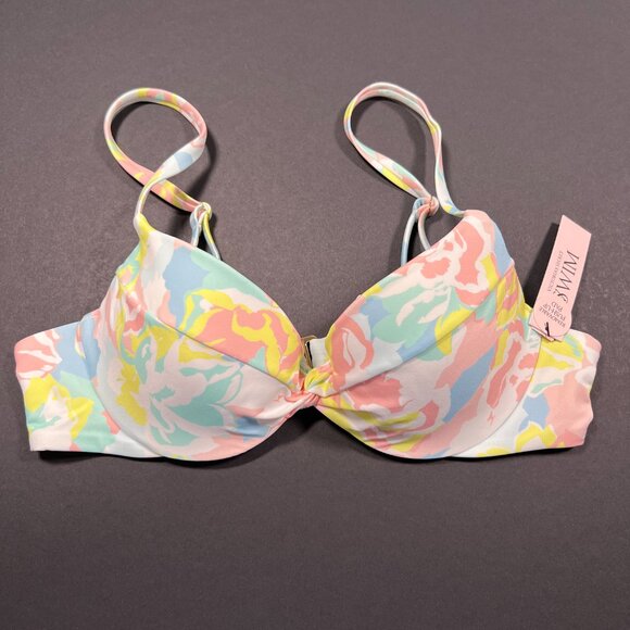 Victoria Secret 36DD L Twist Front Push Up Bikini Top Set Blue Pink Pastel - Picture 5 of 9